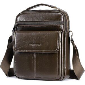 💫 Coscooa Leather Crossbody Bag Men Brown Messenger Satchel Travel Shoulder Bag